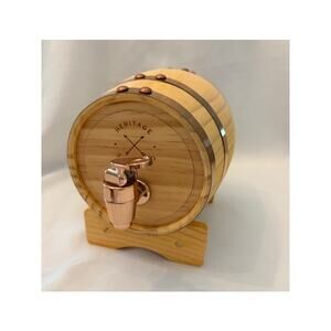 Wood Barrel Drink Dispenser 1 L Aging Barrel Liquor Dispenser w/Wood Stand